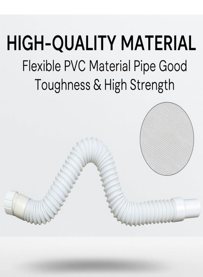 HOMEMATES Flexible PVC Sink Drain Pipe 80cm, Wash Basin Outlet Pipe, Anti-Clog Drain Hose for Bathroom or Kitchen Sink, Expandable Waste Water Pipe, Easy Installation, Durable and Leak-Proof (White) - Image 4